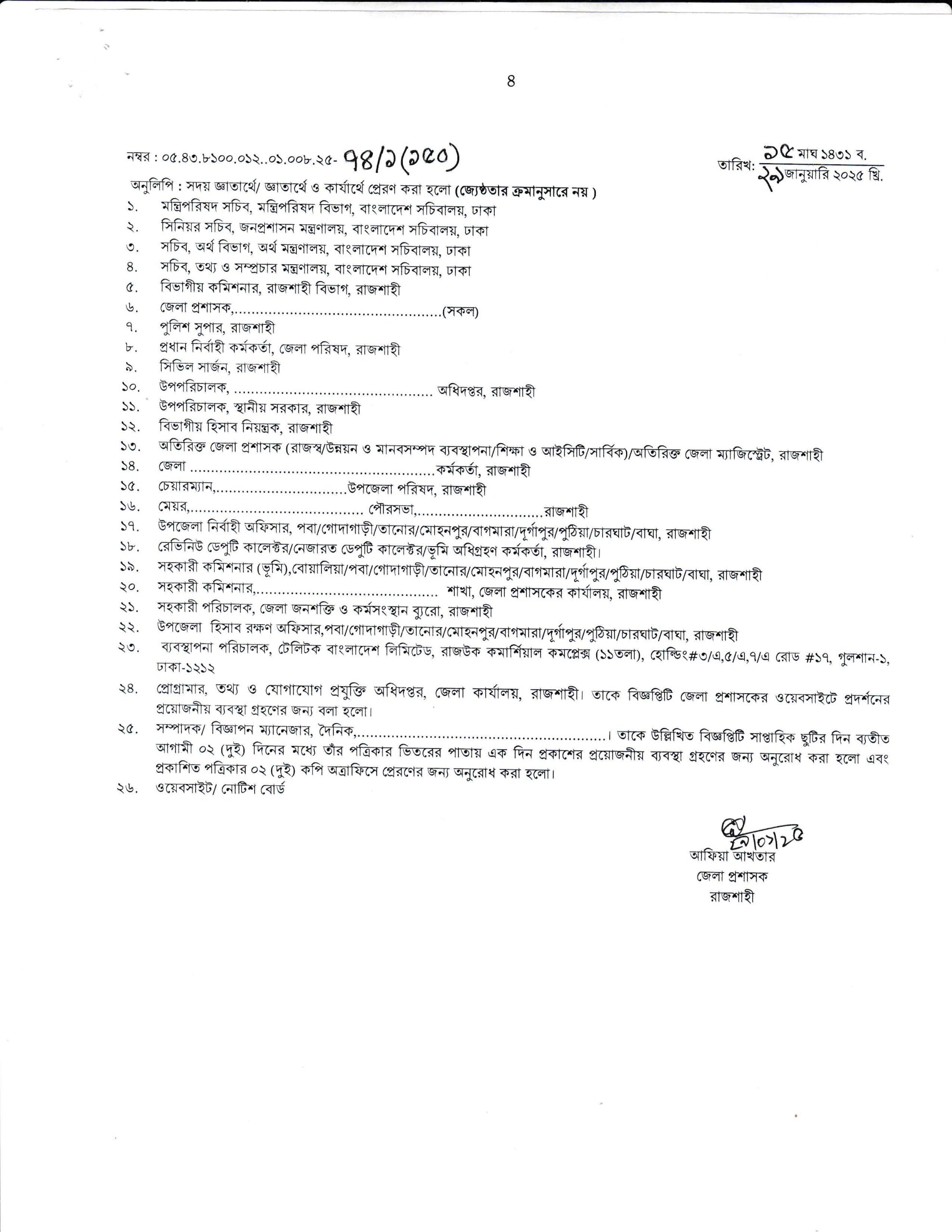 রাজশাহী জেলা প্রশাসকের কার্যালয়ে বিভিন্ন পদে নিয়োগ বিজ্ঞপ্তি প্রকাশ 5 রাজশাহী জেলা প্রশাসকের কার্যালয়ে বিভিন্ন পদে নিয়োগ বিজ্ঞপ্তি প্রকাশ